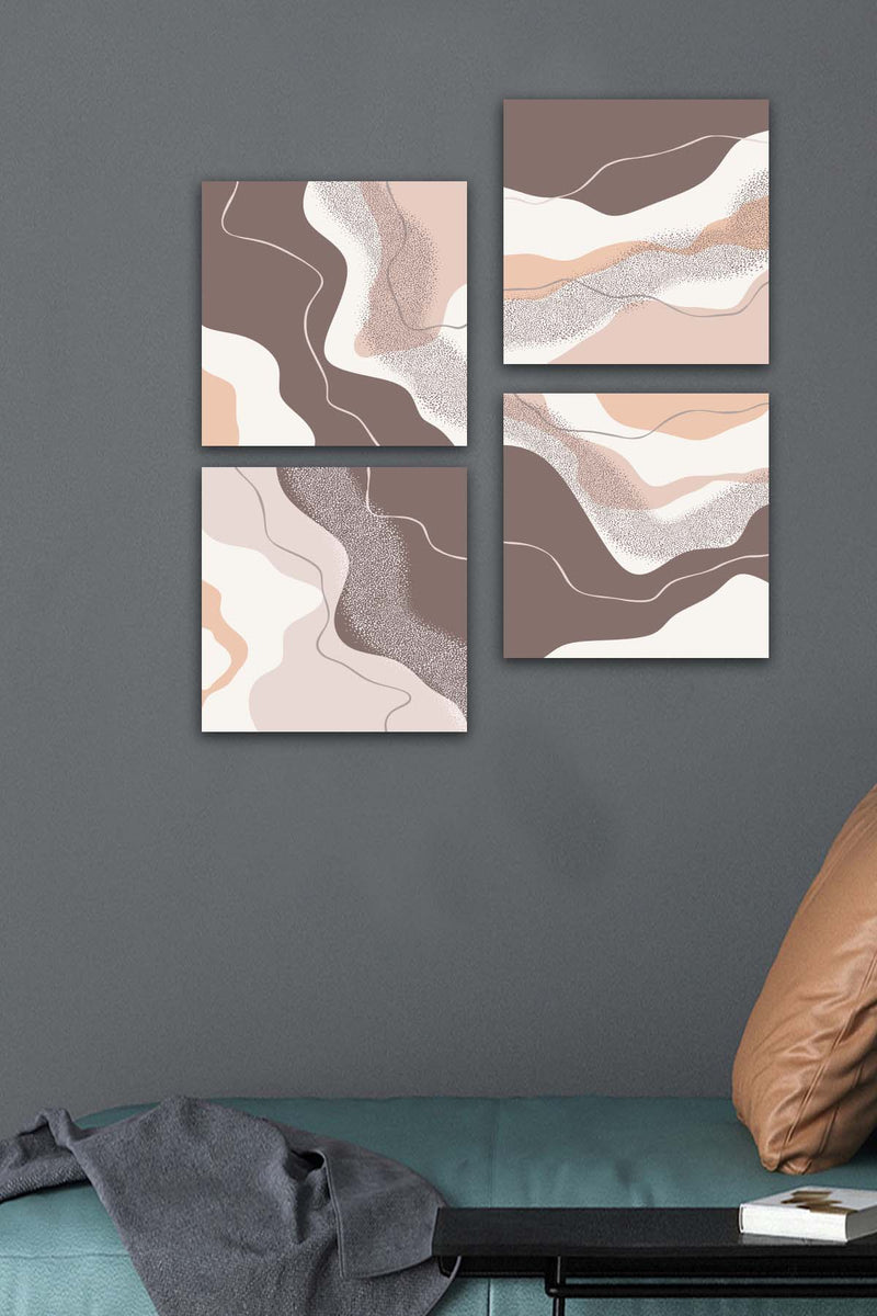 4 Parça Mermer Deseni Tasarım Uv Baskı Mdf Tablo Seti Bonvagon