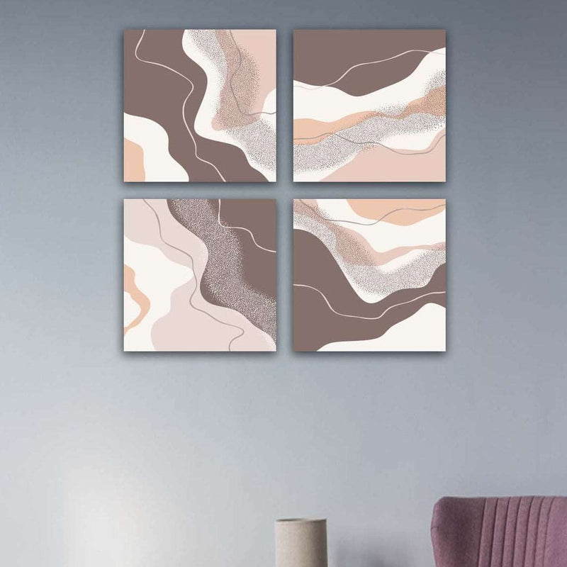 4 Parça Mermer Deseni Tasarım Uv Baskı Mdf Tablo Seti Bonvagon