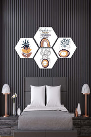 4 Parça Petek Tasarım Modern Tarzda Uv Baskı Mdf Tablo Seti Bonvagon