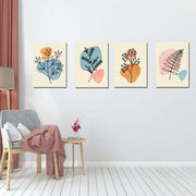 4 Parça Sanatsal Çiçek Tarzı Ahşap Tablo Seti Bonvagon