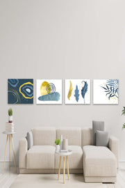 4 Parça Suluboya Ve Modern Tarzda Uv Baskı Ahşap Tablo Seti Bonvagon