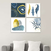 4 Parça Suluboya Ve Modern Tarzda Uv Baskı Ahşap Tablo Seti Bonvagon