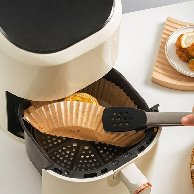 50 Adet 20 cm Air Fryer Pişirme Kağıdı Tek Kullanımlık Yağ Geçirmez Yuvarlak Tabak Model PVC Bonvagon