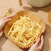 50 Adet Air Fryer Pişirme Kağıdı Tek Kullanımlık Yağ Geçirmez Yapışmaz Kare Tabak Model PVC Bonvagon