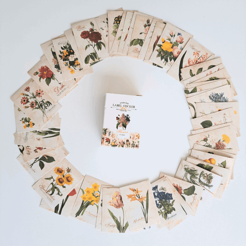 52 Adet Çiçekli Sticker Seti Bonvagon