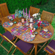 6+1'li Etnik Kareli Mandala Tasarımlı Supla Runner Seti Bonvagon