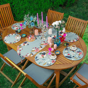 6+1'li Yeşil Zeminli Çiçek Tasarımlı Supla Runner Seti Bonvagon