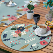 6+1'li Yeşil Zeminli Çiçek Tasarımlı Supla Runner Seti Bonvagon