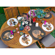 6+1 Tropik Yapraklar Saksı Motifli Dijital Baskılı Püsküllü Runner ve Supla Seti Bonvagon