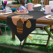 6+1 Tropik Yapraklar Saksı Motifli Dijital Baskılı Püsküllü Runner ve Supla Seti Bonvagon