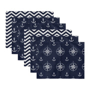 6’lı Lacivert Zigzag Denizci Tasarımlı Amerikan Servis Seti Bonvagon