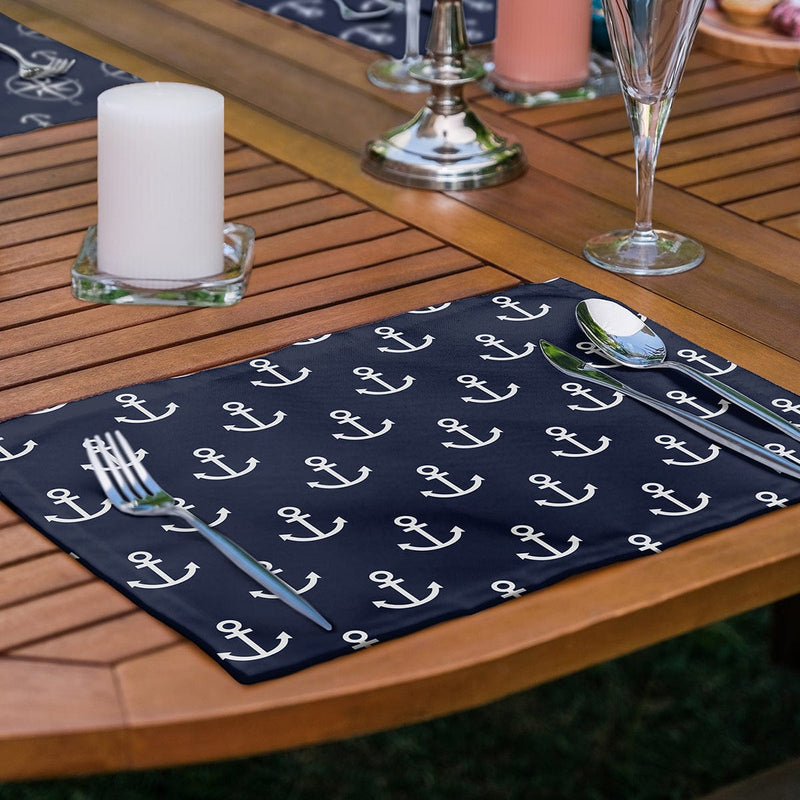 6’lı Lacivert Zigzag Denizci Tasarımlı Amerikan Servis Seti Bonvagon