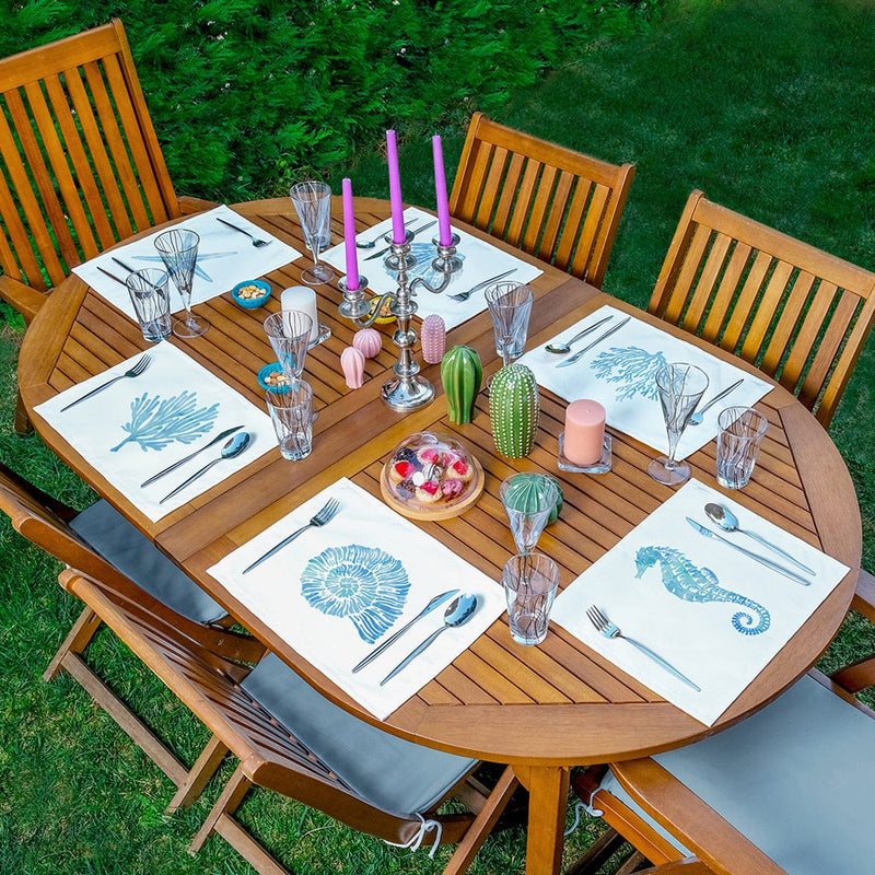 6’lı Mavi Deniz Canlıları Özel Tasarım Amerikan Servis Seti Bonvagon