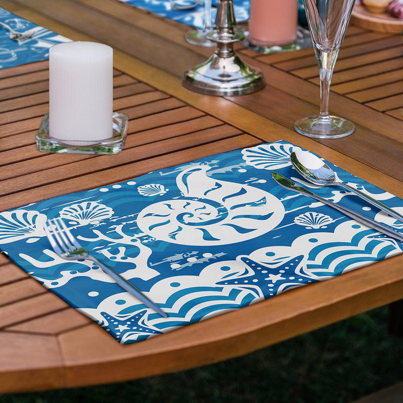 6’lı Mavi Denizci Temalı Özel Tasarım Amerikan Servis Seti Bonvagon