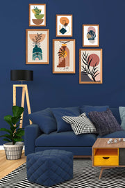 6 Parça Ahşap Çerçeve Görünümlü Bohem Tablo Seti Bonvagon