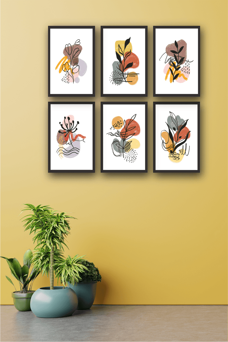 6 Parça Bohem Tablo Seti Uv Dijital Baskı Bonvagon