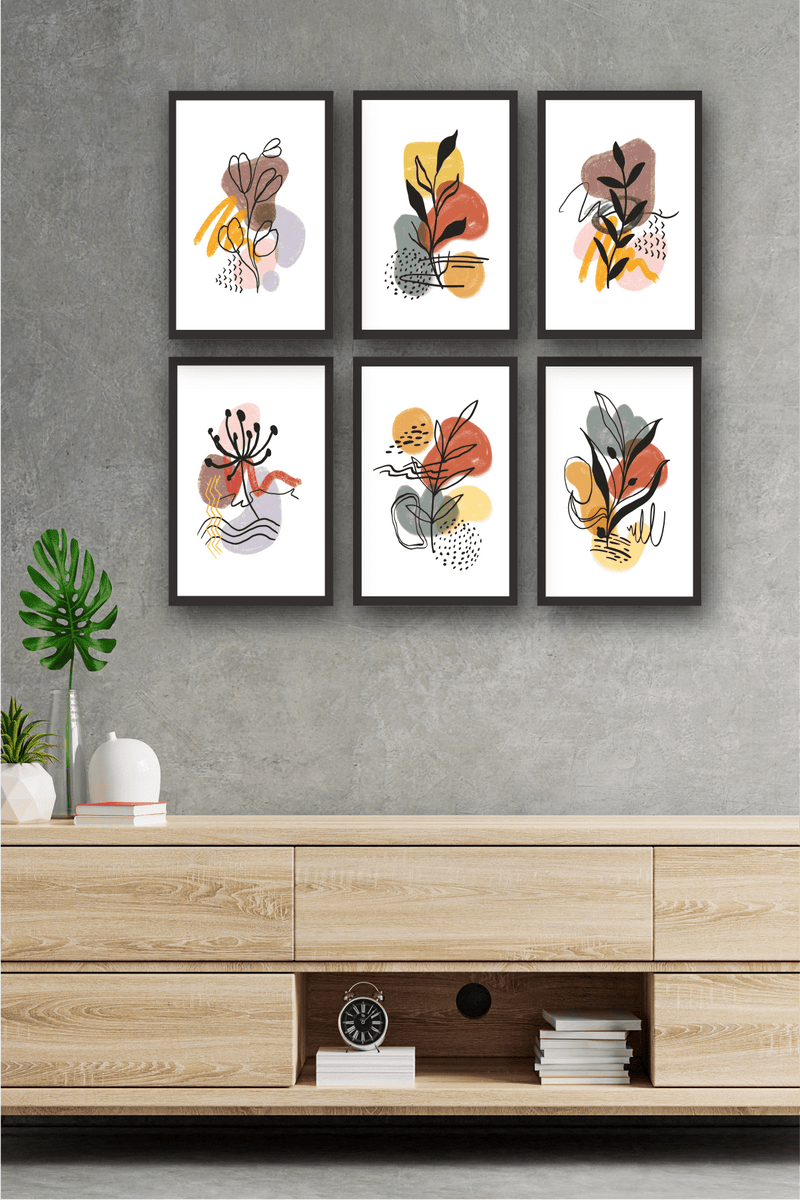 6 Parça Bohem Tablo Seti Uv Dijital Baskı Bonvagon