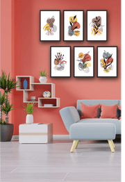 6 Parça Bohem Tablo Seti Uv Dijital Baskı Bonvagon