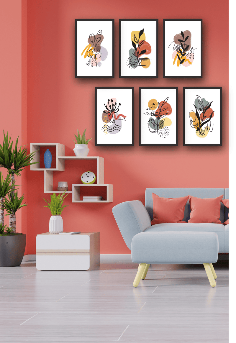 6 Parça Bohem Tablo Seti Uv Dijital Baskı Bonvagon