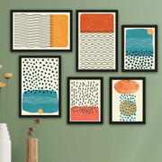 6 Parça Çizim Bohem Tarzda (Siyah Çerçeve Görünümlü) Uv Baskı Duvar Tablo Seti Bonvagon