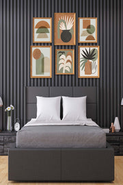 6 Parça Sanatsal Bohem Geometrik Tarzında (Ahşap Çerçeve Görünümlü) Uv Baskı Mdf Tablo Seti Bonvagon