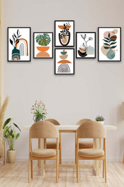 6 Parça Sanatsal Bohem Tarzı Siyah Çerçeve Görünümlü Tablo Seti Bonvagon
