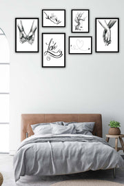 6 Parça Siyah Beyaz Sanatsal Çerçeve Görünümlü Tablo Seti Bonvagon