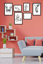 6 Parça Siyah Beyaz Sanatsal Çerçeve Görünümlü Tablo Seti Bonvagon