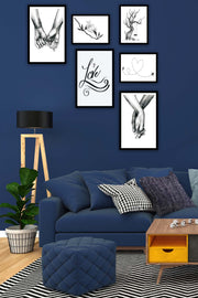 6 Parça Siyah Beyaz Sanatsal Çerçeve Görünümlü Tablo Seti Bonvagon