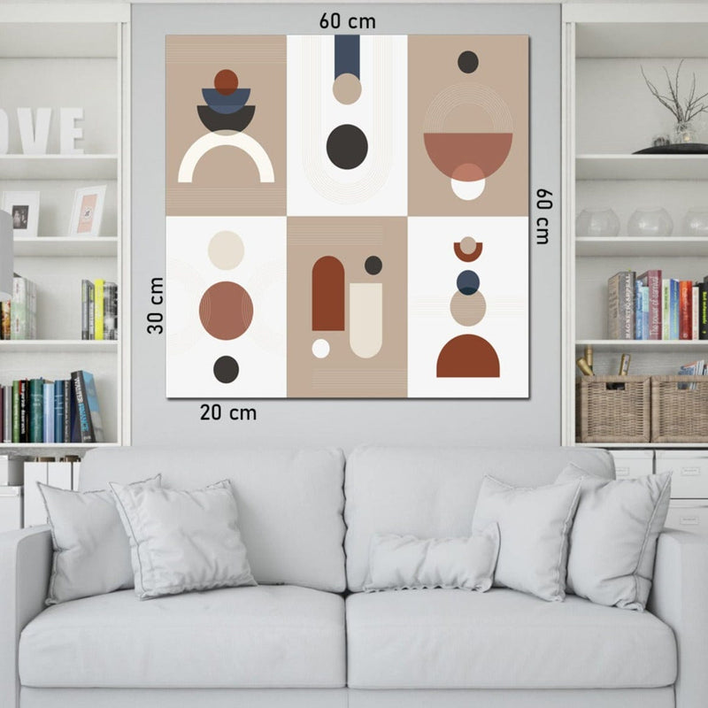 6 Parça Soyut Sanatsal Duvar Tablo Seti Mdf 3mm Bonvagon