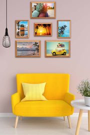 6 Parça Yaz Manzara Tarzında Ahşap Çerçeve Görünümlü Uv Baskı Mdf Tablo Seti Bonvagon