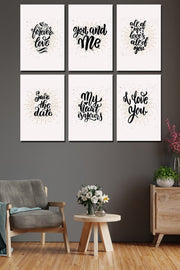 6 Parça Yazı Tasarım Tablo Setleri Dijital Baskı Bonvagon