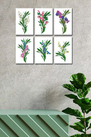 6 Parça Yeşil Çiçekler Tablo Seti Bonvagon