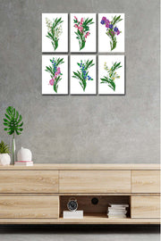 6 Parça Yeşil Çiçekler Tablo Seti Bonvagon