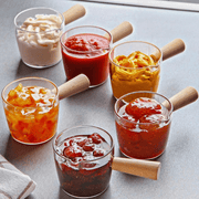 6lı Ahşap Saplı Mika Reçellik Sosluk Sofra Sunum Kahvaltı Seti - 80 ml Bonvagon