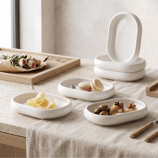 6lı Porselen Kayık Tabağı Seti 14cm