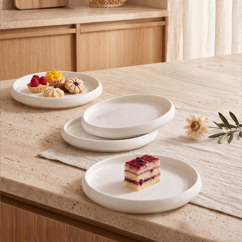 4lü Derin Porselen Pasta Tabağı Seti - 20cm