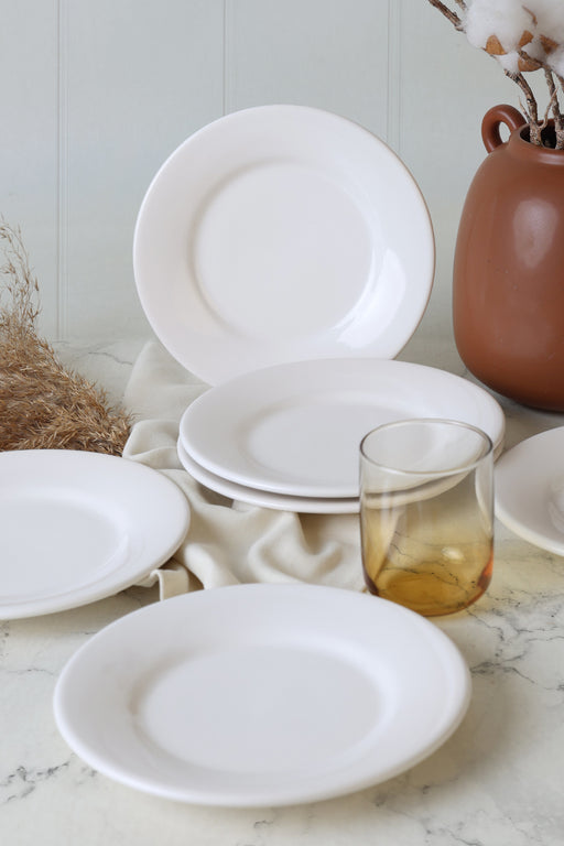 Beyaz Linda Pasta Tabağı 19 Cm Set 6 Adet BonVagon