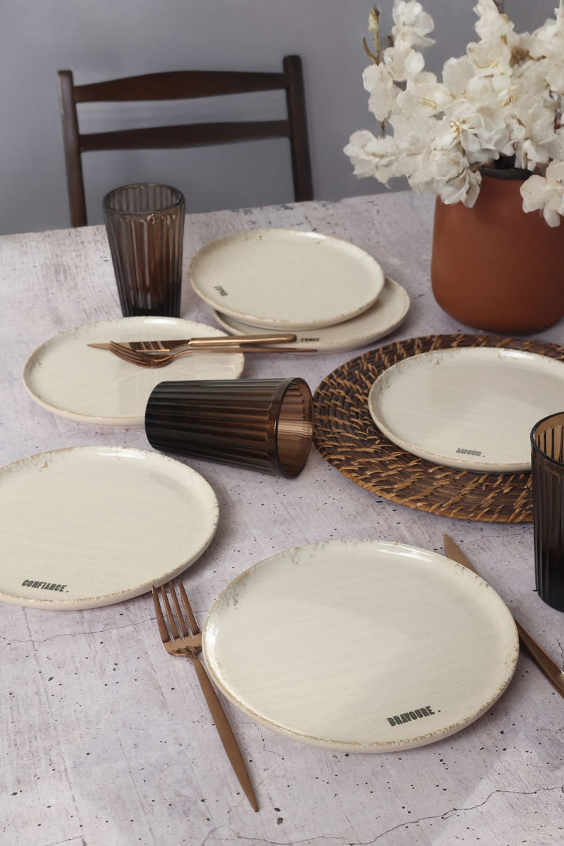 Deep Collection Mottolu Pasta Tabağı 22 cm - 6 Adet BonVagon