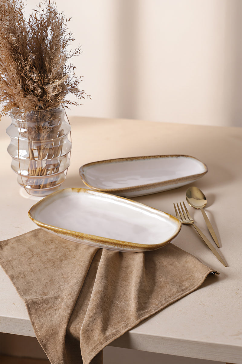 Shizen Krem Kayık Tabak 28 Cm - Seti 2 BonVagon