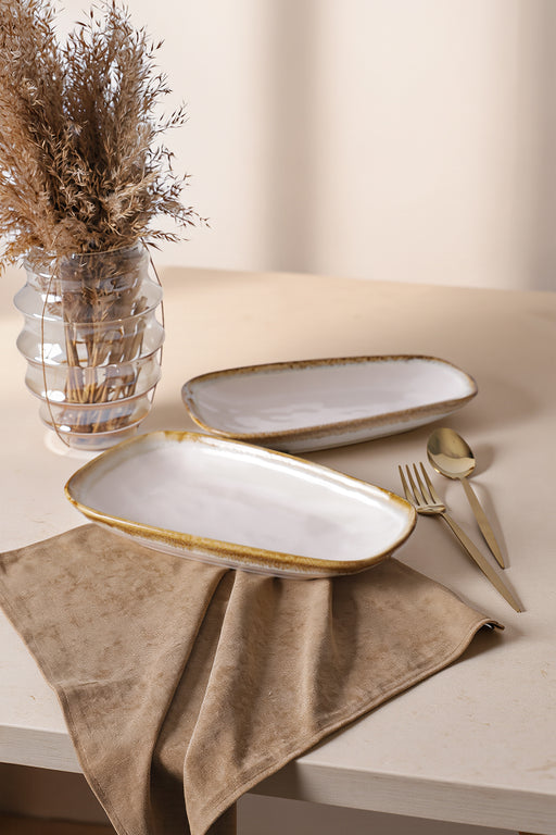Shizen Krem Kayık Tabak 28 Cm - Seti 2 BonVagon