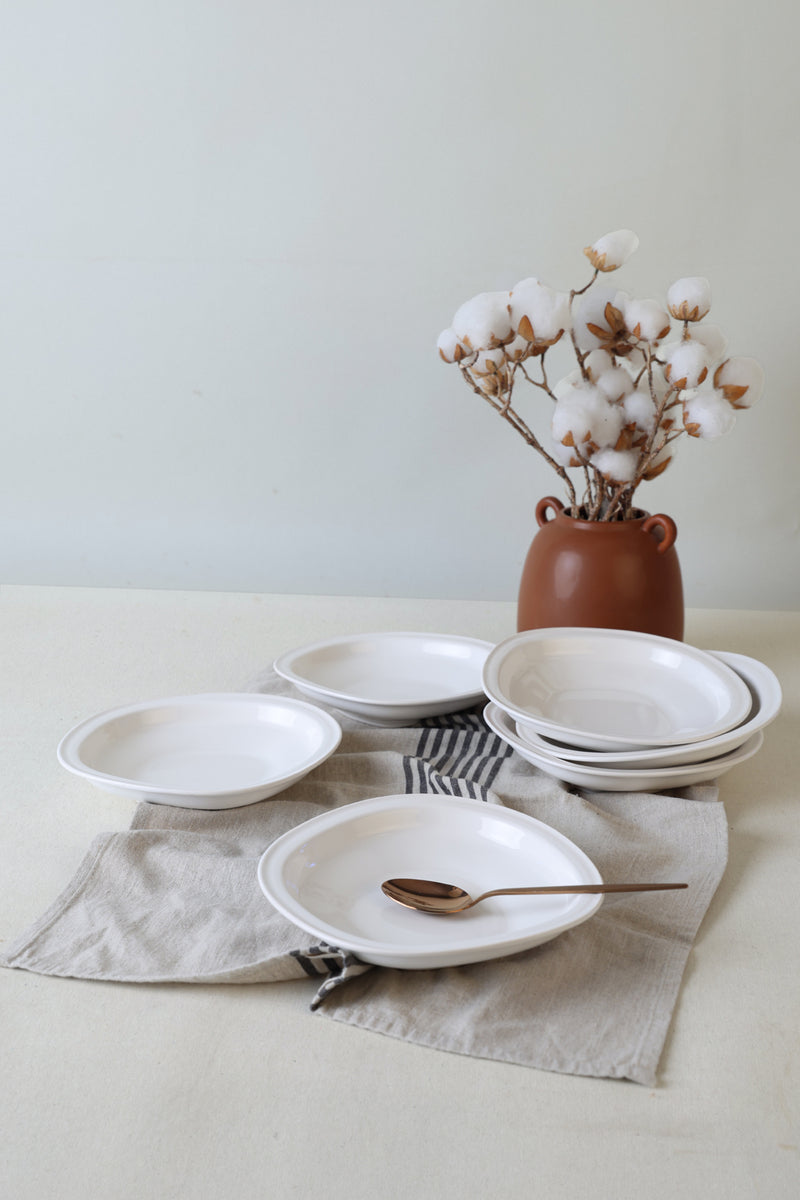 Beyaz Yemek Tabağı 24 Cm Seti - 6 Adet BonVagon