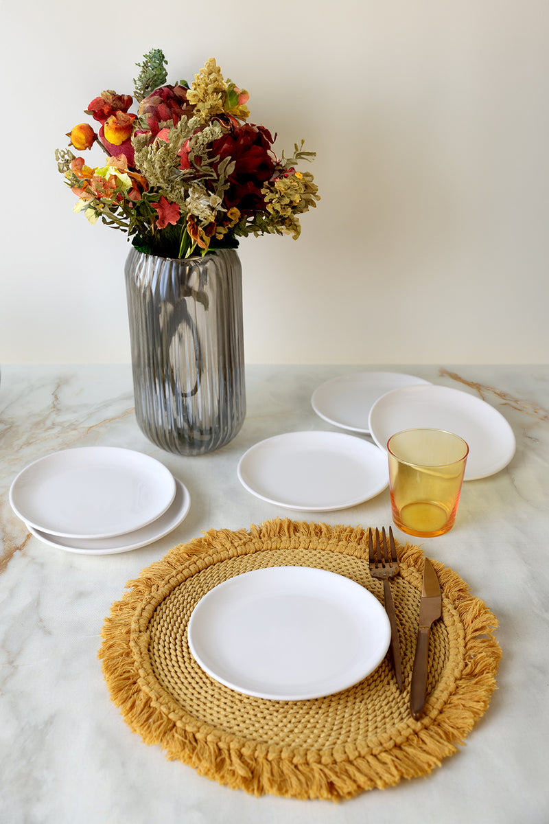 Beyaz Delta Pasta Tabağı 17 Cm - 6 Adet Set BonVagon