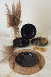 Siyah Assos Pasta Tabağı 22 Cm - Seti 6 Tabak BonVagon