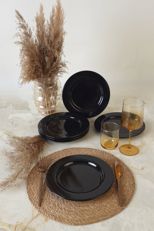 Siyah Assos Pasta Tabağı 22 Cm - Seti 6 Tabak BonVagon