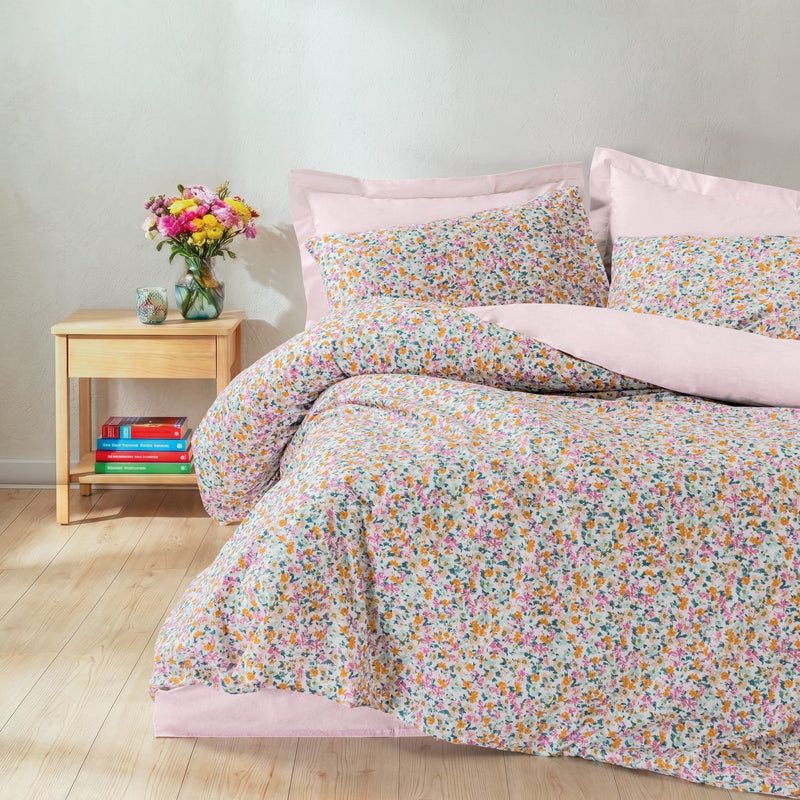 Petite Double Duvet Cover Set with Tiny Mustard Fitted Sheet