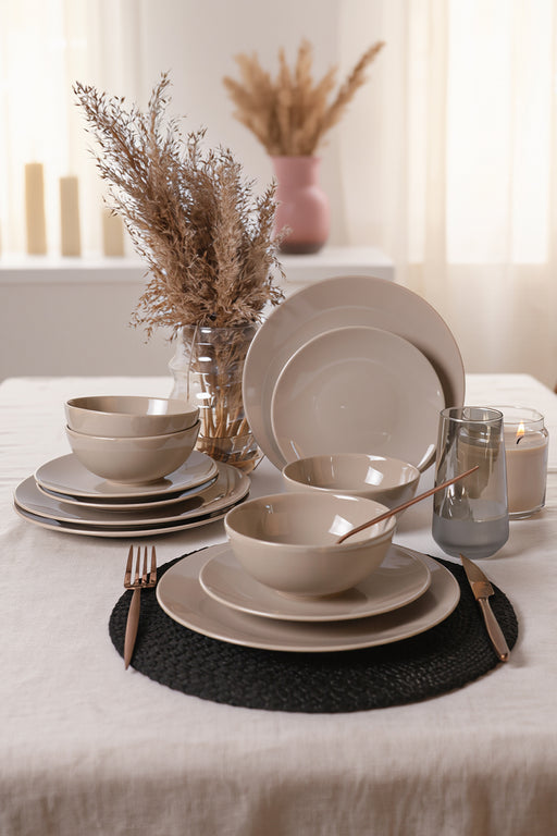 Taupe Kera Yemek Takımı 12 Parça 4 Kişilik BonVagon