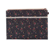 A4 Kumaş Dosya Çiçek Motifli Siyah Bonvagon