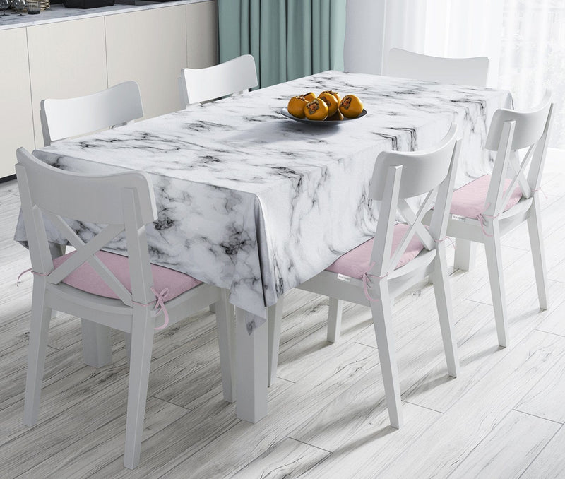 Açık Mermer Zeminli Dijital Baskılı Leke Tutmaz Masa Örtüsü Bonvagon