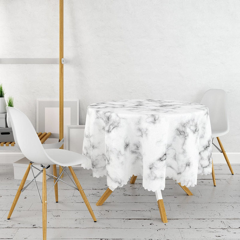 Açık Mermer Zeminli Dijital Baskılı Leke Tutmaz Masa Örtüsü Bonvagon